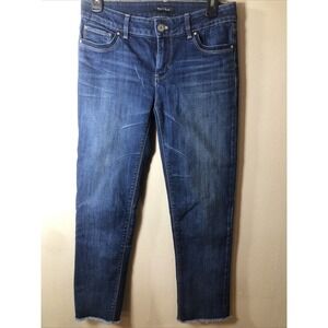 WHITE HOUSE BLACK MARKET WOMENS JEANS Sz 2 SLIM CROP DENIM CROPPED Selvage Cuff